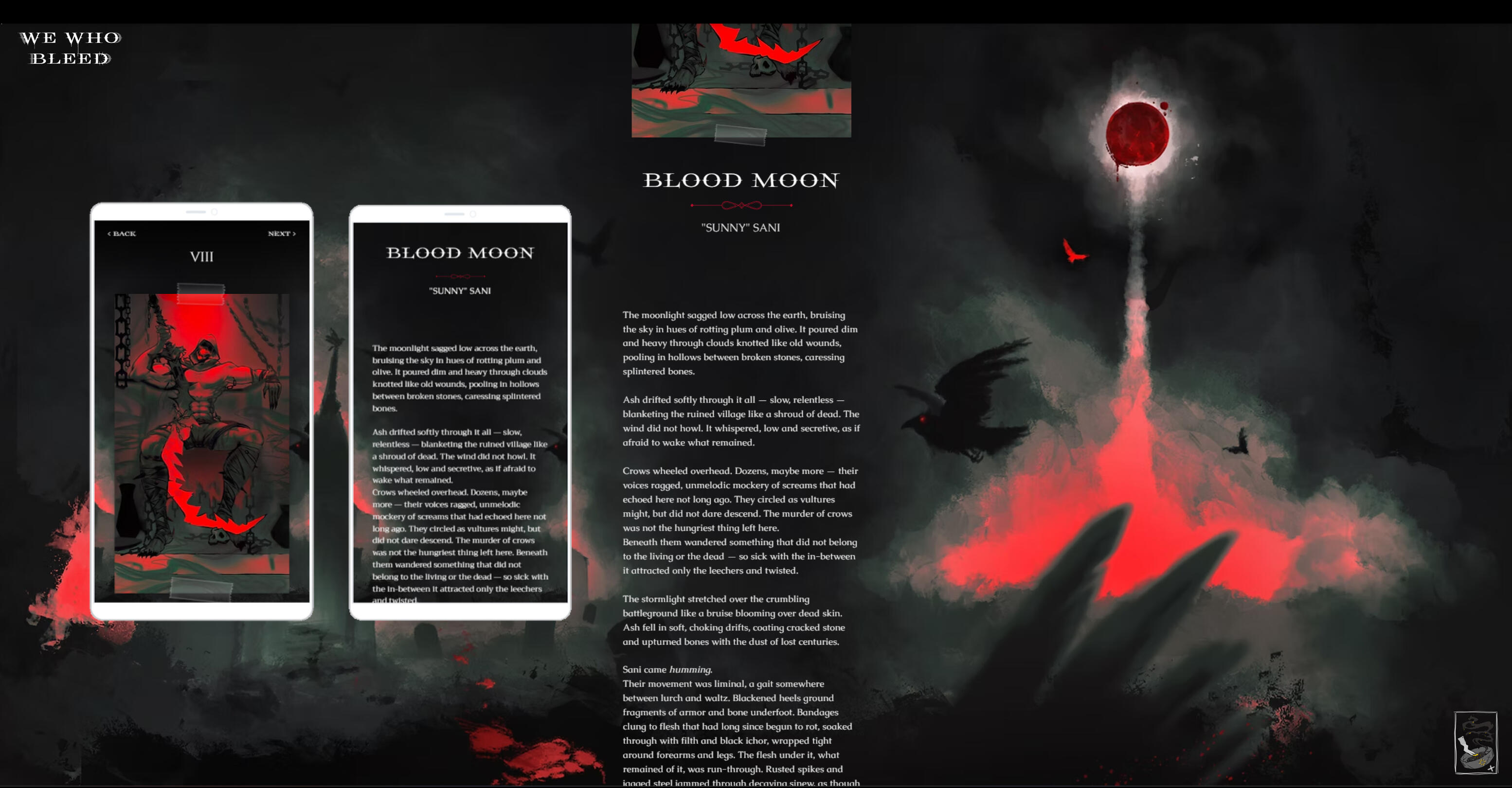 WWB 'Blood Moon' Digital Short-Story | Mobile & PC Layout